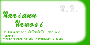 mariann urmosi business card